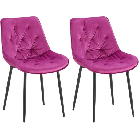 Juego de 2 sillas de comedor Wallace de terciopelo morado