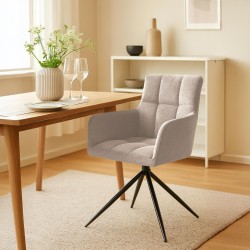 Silla de comedor Jonah en tela marrón claro