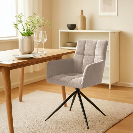 Silla de comedor Jonah en tela marrón claro