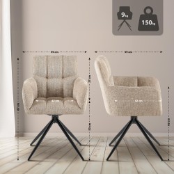 Silla de comedor Jonah en tela marrón claro