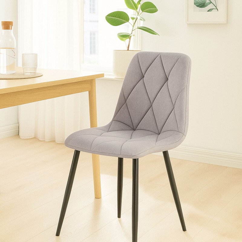 Juego de 2 sillas de comedor en tela Clairton gris claro