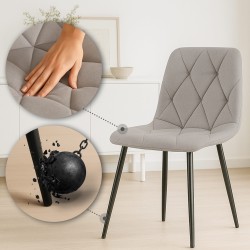 Juego de 2 sillas de comedor en tela Clairton gris claro
