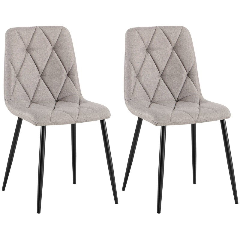 Juego de 2 sillas de comedor en tela Clairton gris claro