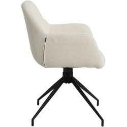Silla de comedor Merlinda en tela Teddy color crema
