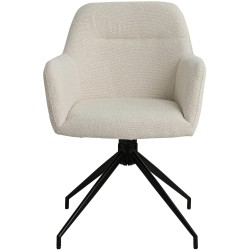 Silla de comedor Merlinda en tela Teddy color crema