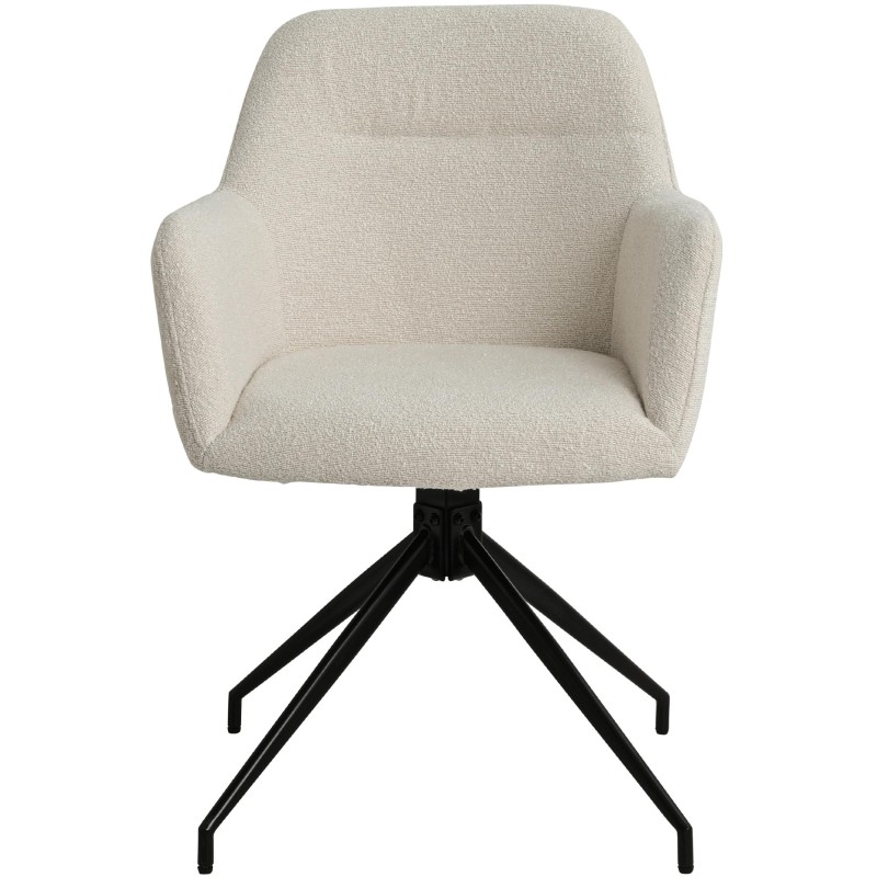 Silla de comedor Merlinda en tela Teddy color crema