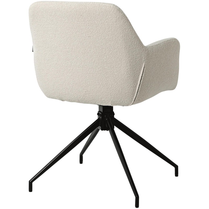 Silla de comedor Merlinda en tela Teddy color crema