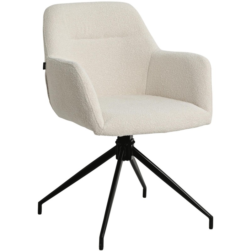 Silla de comedor Merlinda en tela Teddy color crema