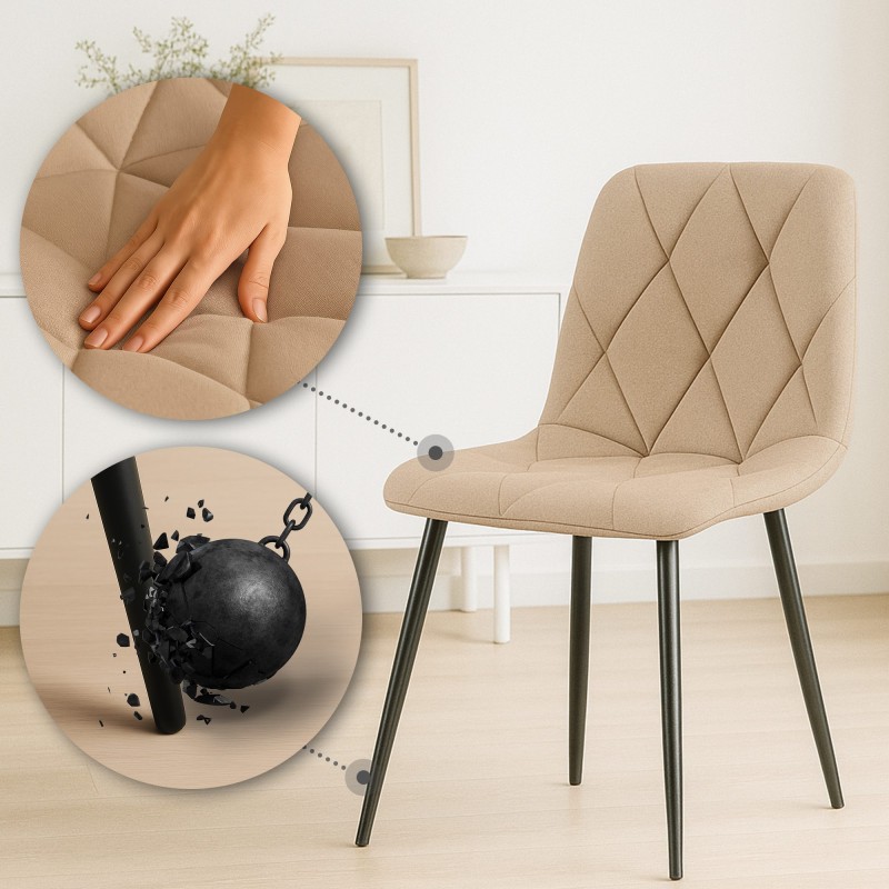 Silla de comedor Clairton en tela color topo