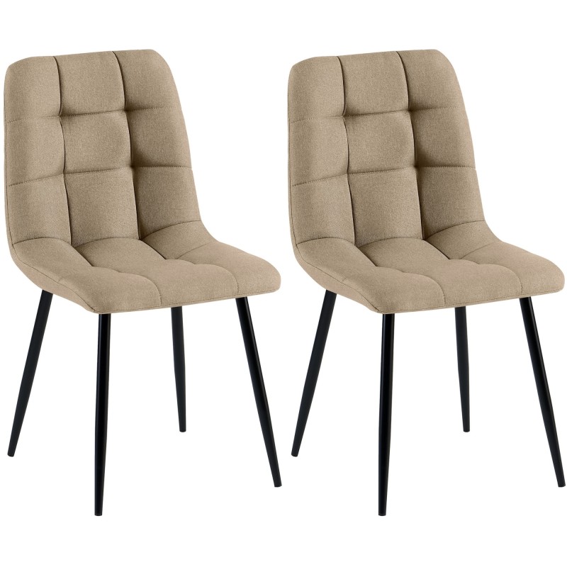 Juego de 2 sillas de comedor Tilde en tela color topo