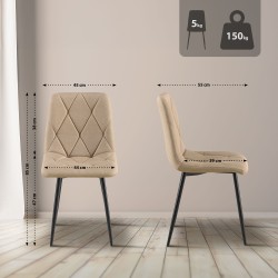 Juego de 2 sillas de comedor Clairton de tela color topo