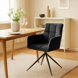 Silla de comedor Jonah en tela negra