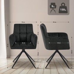 Silla de comedor Jonah en tela negra