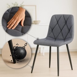 Juego de 2 sillas de comedor Clairton en tela gris oscuro