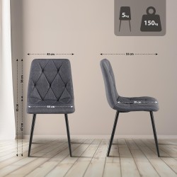 Juego de 2 sillas de comedor Clairton en tela gris oscuro