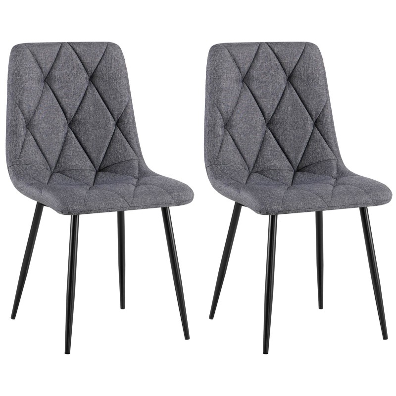 Juego de 2 sillas de comedor Clairton en tela gris oscuro