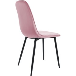 Juego de 4 sillas de comedor Maryam en terciopelo rosa