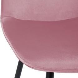 Juego de 4 sillas de comedor Maryam en terciopelo rosa