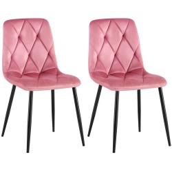 Juego de 2 sillas de comedor Clairton en terciopelo rosa