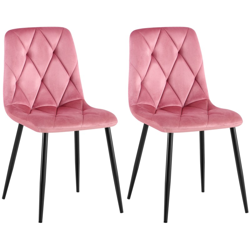 Juego de 2 sillas de comedor Clairton en terciopelo rosa
