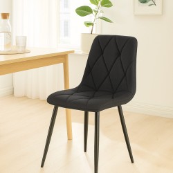 Juego de 2 sillas de comedor Clairton de tela negra