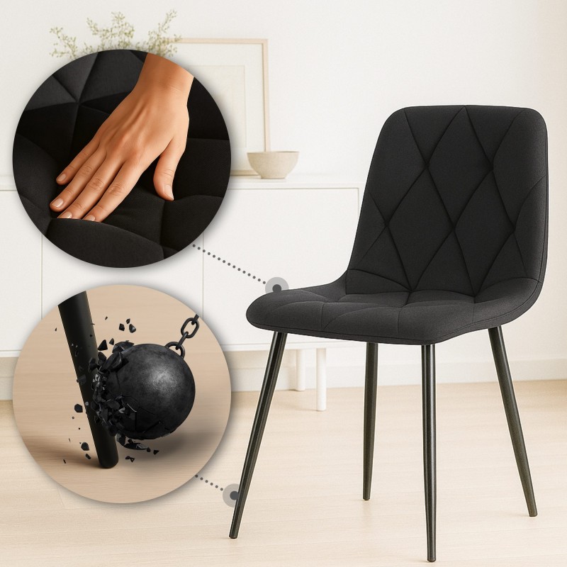 Juego de 2 sillas de comedor Clairton de tela negra