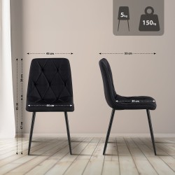 Juego de 2 sillas de comedor Clairton de tela negra