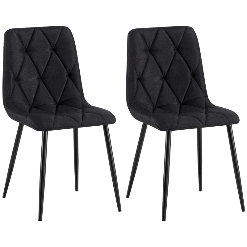 Juego de 2 sillas de comedor Clairton de tela negra