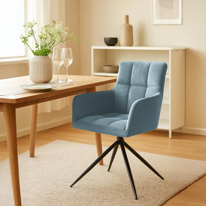 Silla de comedor Jonah en tela turquesa