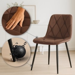 Juego de 2 sillas de comedor Clairton en terciopelo marrón