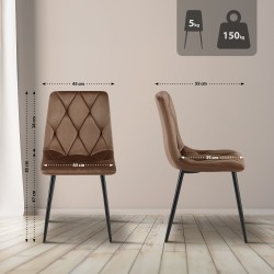 Juego de 2 sillas de comedor Clairton en terciopelo marrón