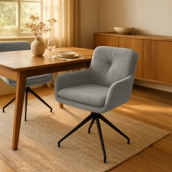Silla de comedor Pickett en tela color topo