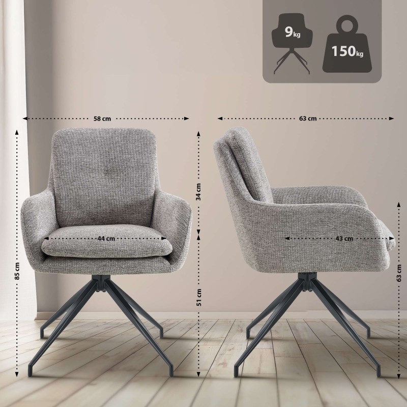 Silla de comedor Pickett en tela color topo