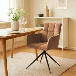Silla de comedor Jonah en tela naranja