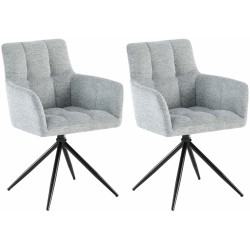 Juego de 2 sillas de comedor Jonah en tela gris claro