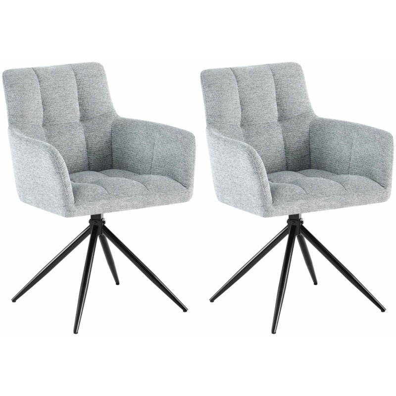 Juego de 2 sillas de comedor Jonah en tela gris claro Juego de 2 sillas de comedor Jonah en tela gris claro
