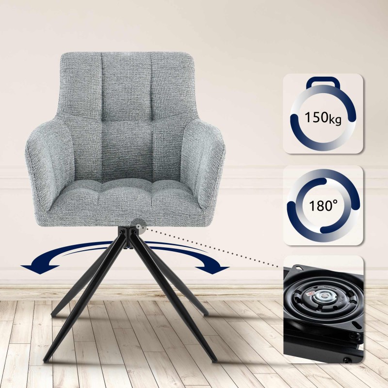 Juego de 2 sillas de comedor Jonah en tela gris claro