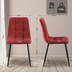 Juego de 2 sillas de comedor Tilde Cord color burdeos