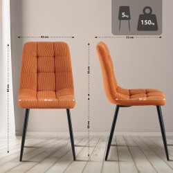 Juego de 2 sillas de comedor Tilde Cord color naranja