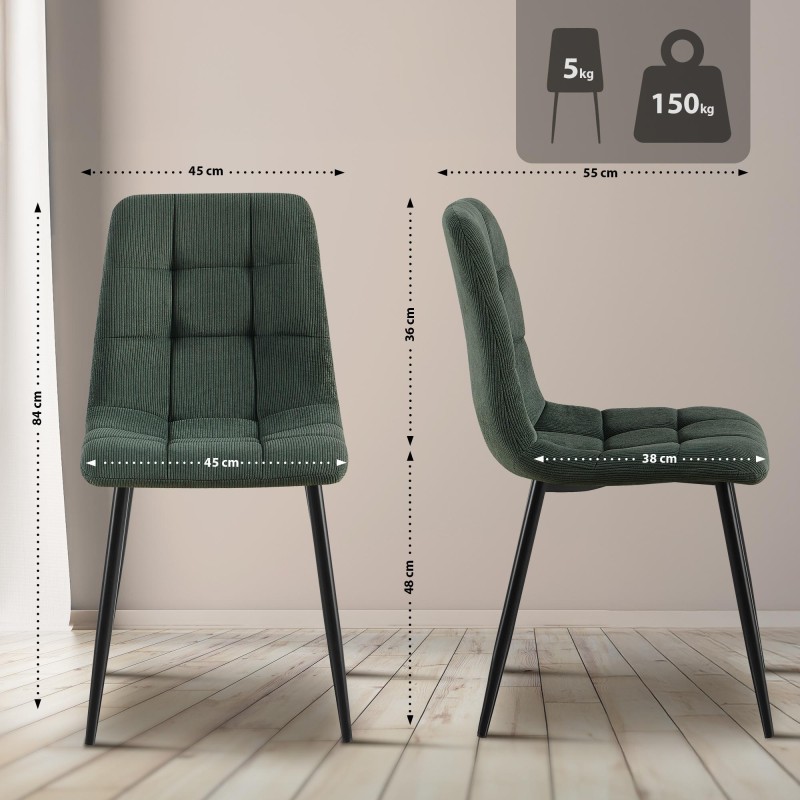 Juego de 4 sillas de comedor Tilde Cord Green