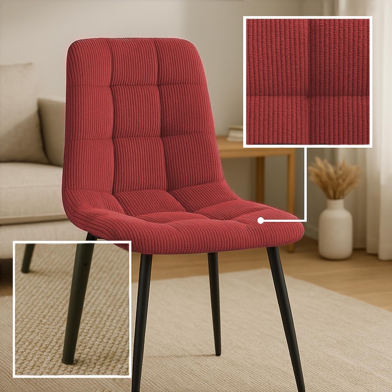 Juego de 4 sillas de comedor Tilde Cord burdeos