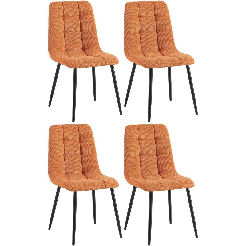Juego de 4 sillas de comedor Tilde Cord color naranja