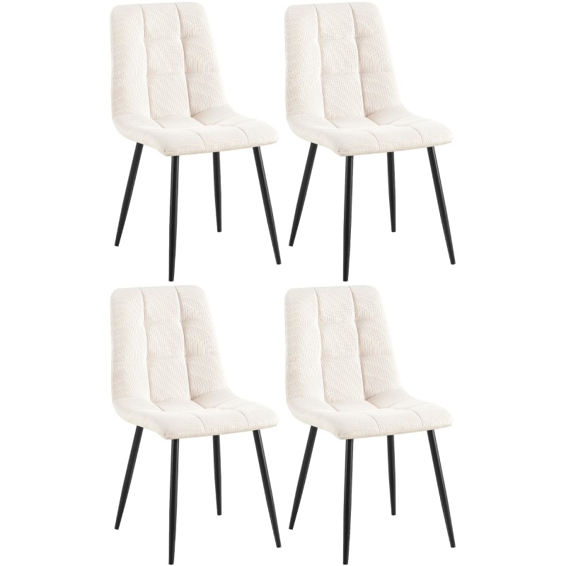 Juego de 4 sillas de comedor Tilde Cord color crema