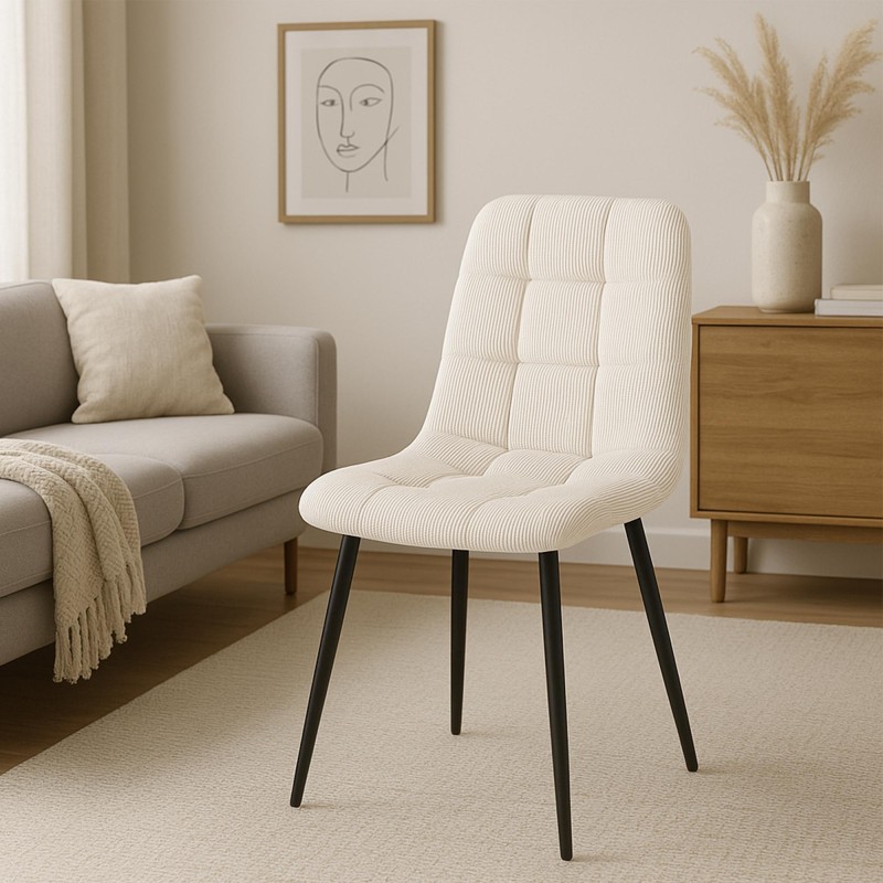 Juego de 4 sillas de comedor Tilde Cord color crema