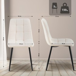 Juego de 4 sillas de comedor Tilde Cord color crema
