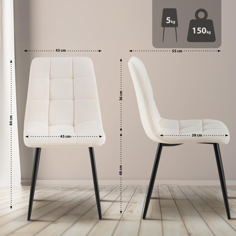 Juego de 4 sillas de comedor Tilde Cord color crema