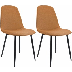 Juego de 2 sillas de comedor Maryam en tela naranja