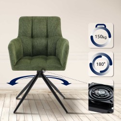 Juego de 2 sillas de comedor Jonah en tela verde