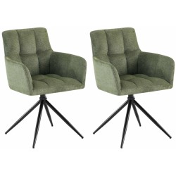 Juego de 2 sillas de comedor Jonah en tela verde