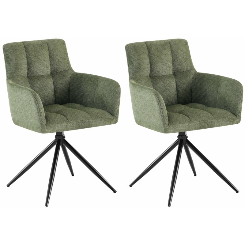 Juego de 2 sillas de comedor Jonah en tela verde
